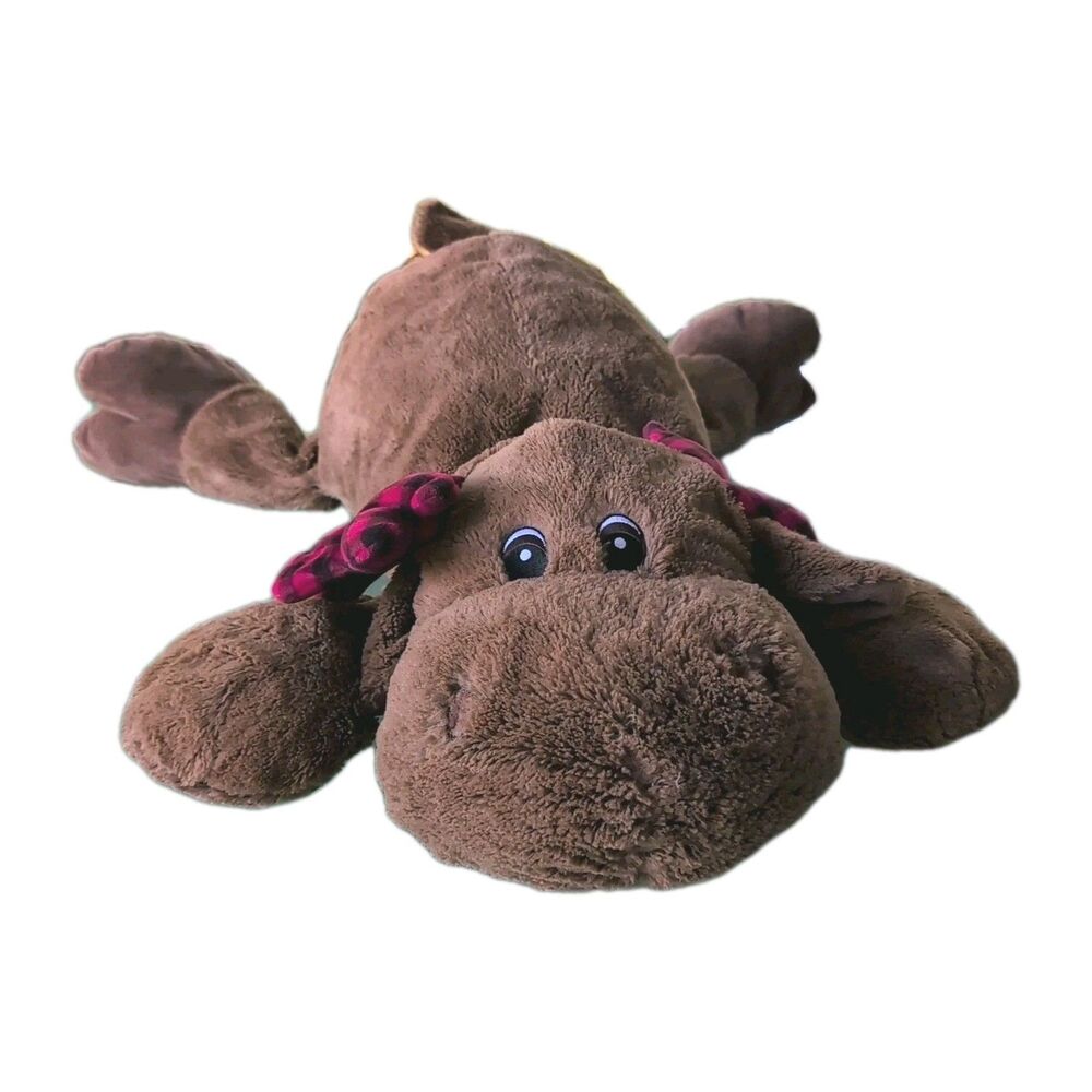 Christmas Reindeer 28 inch Plush Animal Holidays Gift, Brown With Plaid Antlers